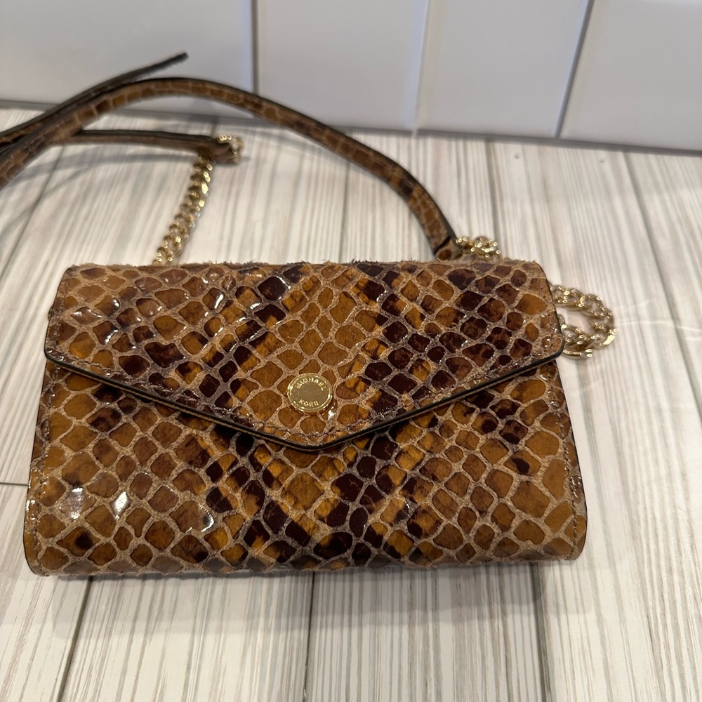 Michael Kors Snake Print Leather Cross Body Chain Strap Shoulder Hand Bag Purse